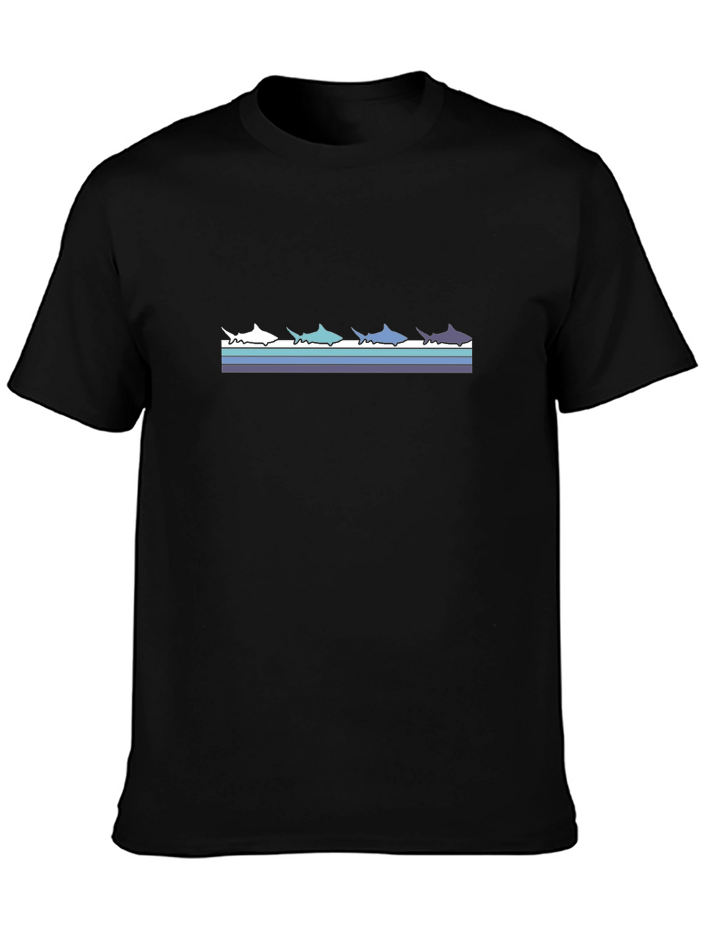 Retro Shark T-Shirt - Black Stylish Graphic Tee