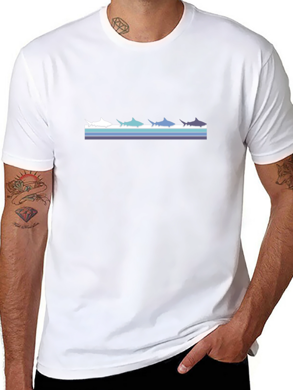 Retro Shark T-Shirt - Black Stylish Graphic Tee
