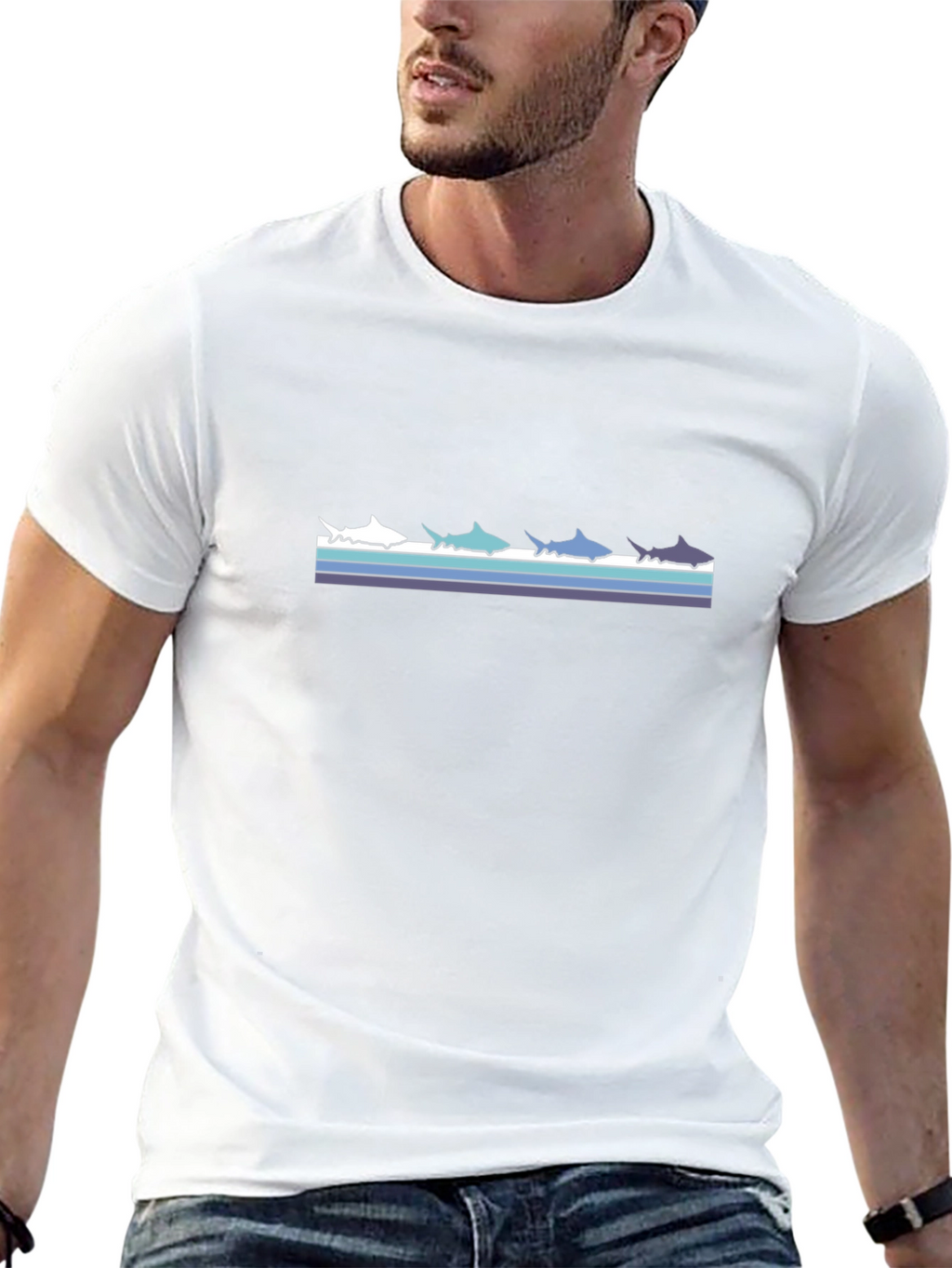 Retro Shark T-Shirt - Black Stylish Graphic Tee