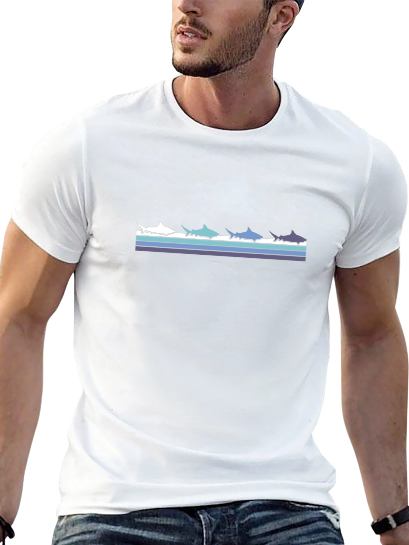 Retro Shark T-Shirt - Black Stylish Graphic Tee