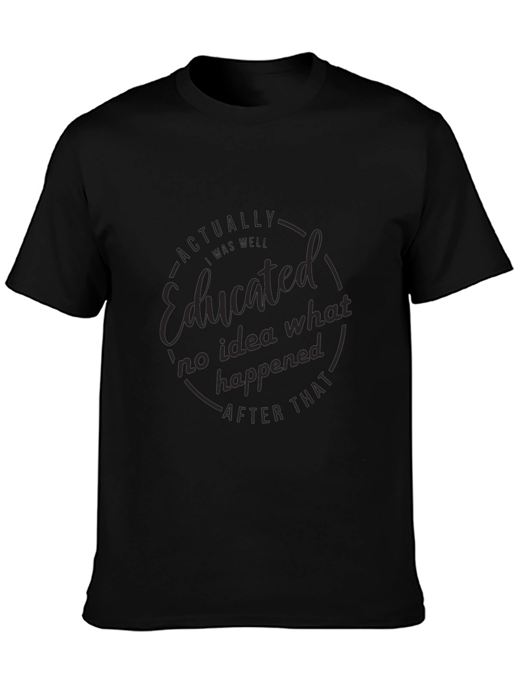 Educated Black T-Shirt: Mens Funny Graphic Tee