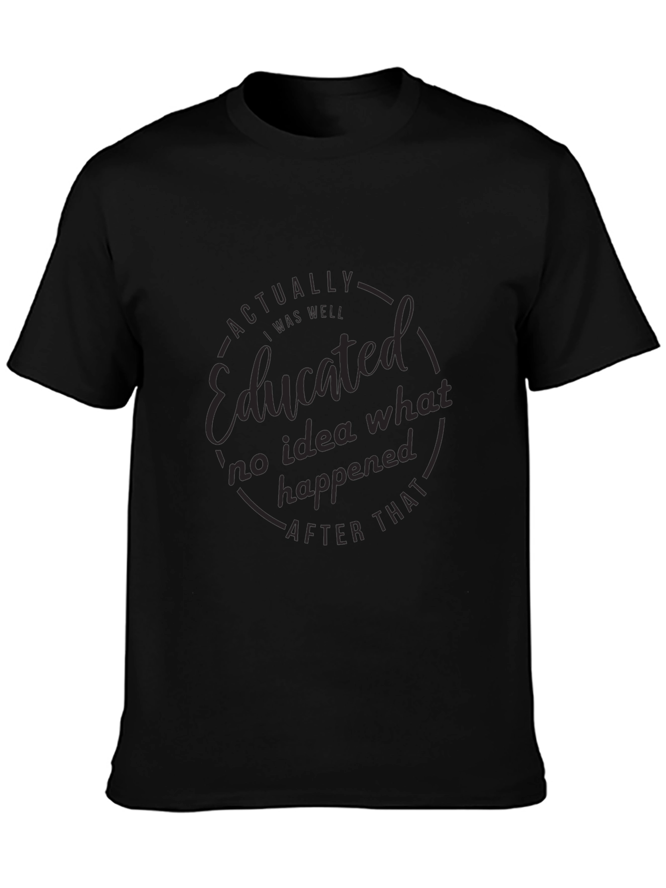 Educated Black T-Shirt: Mens Funny Graphic Tee