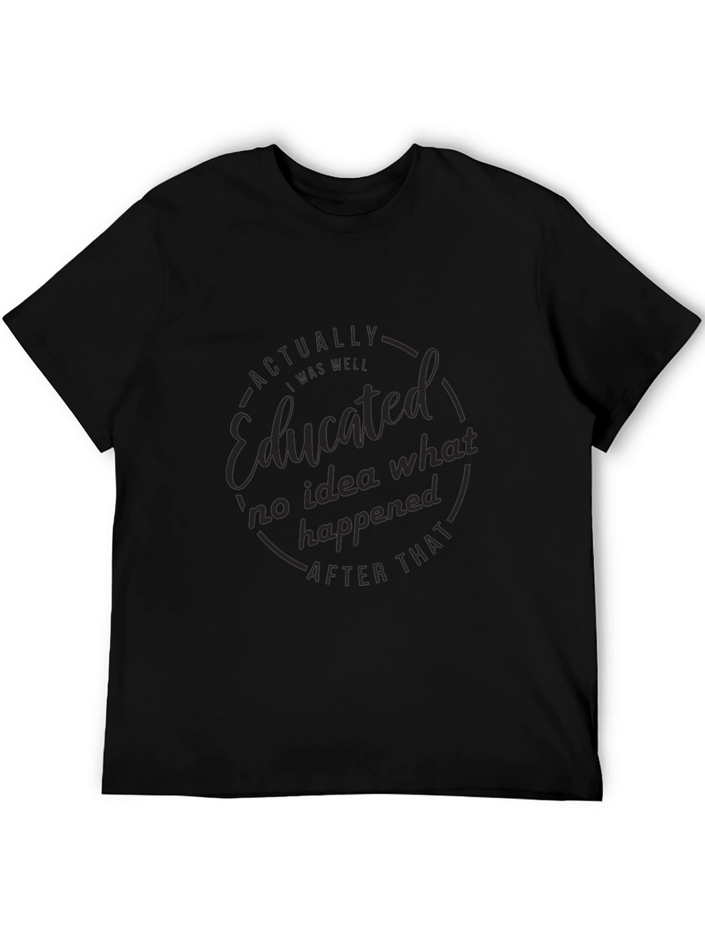 Educated Black T-Shirt: Mens Funny Graphic Tee