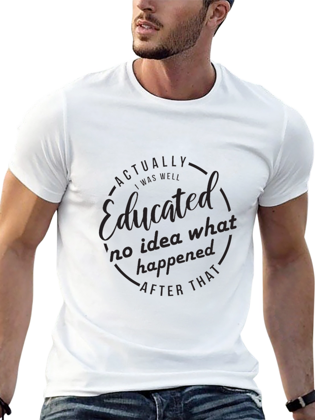 Educated Black T-Shirt: Mens Funny Graphic Tee