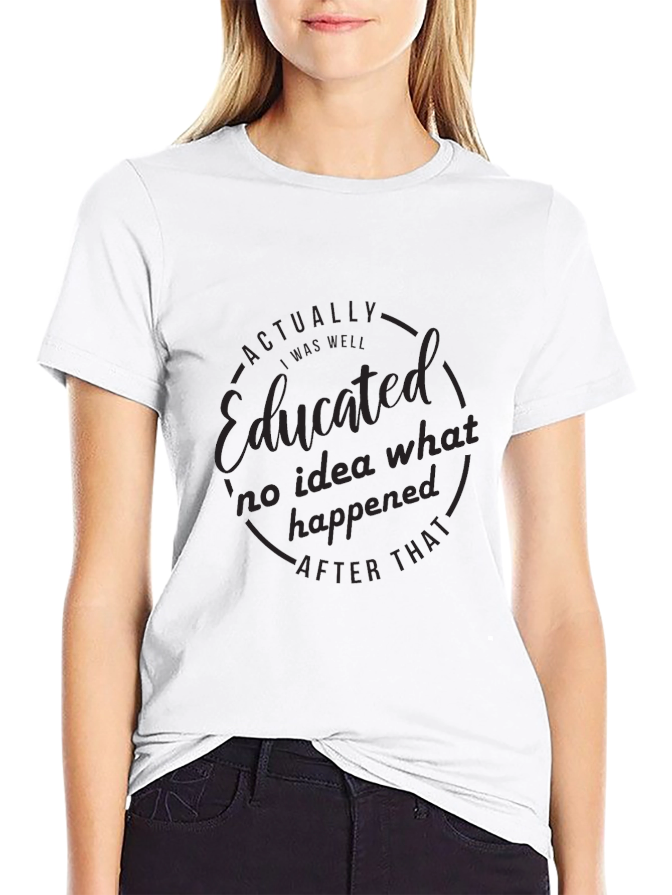 Educated Black T-Shirt: Mens Funny Graphic Tee