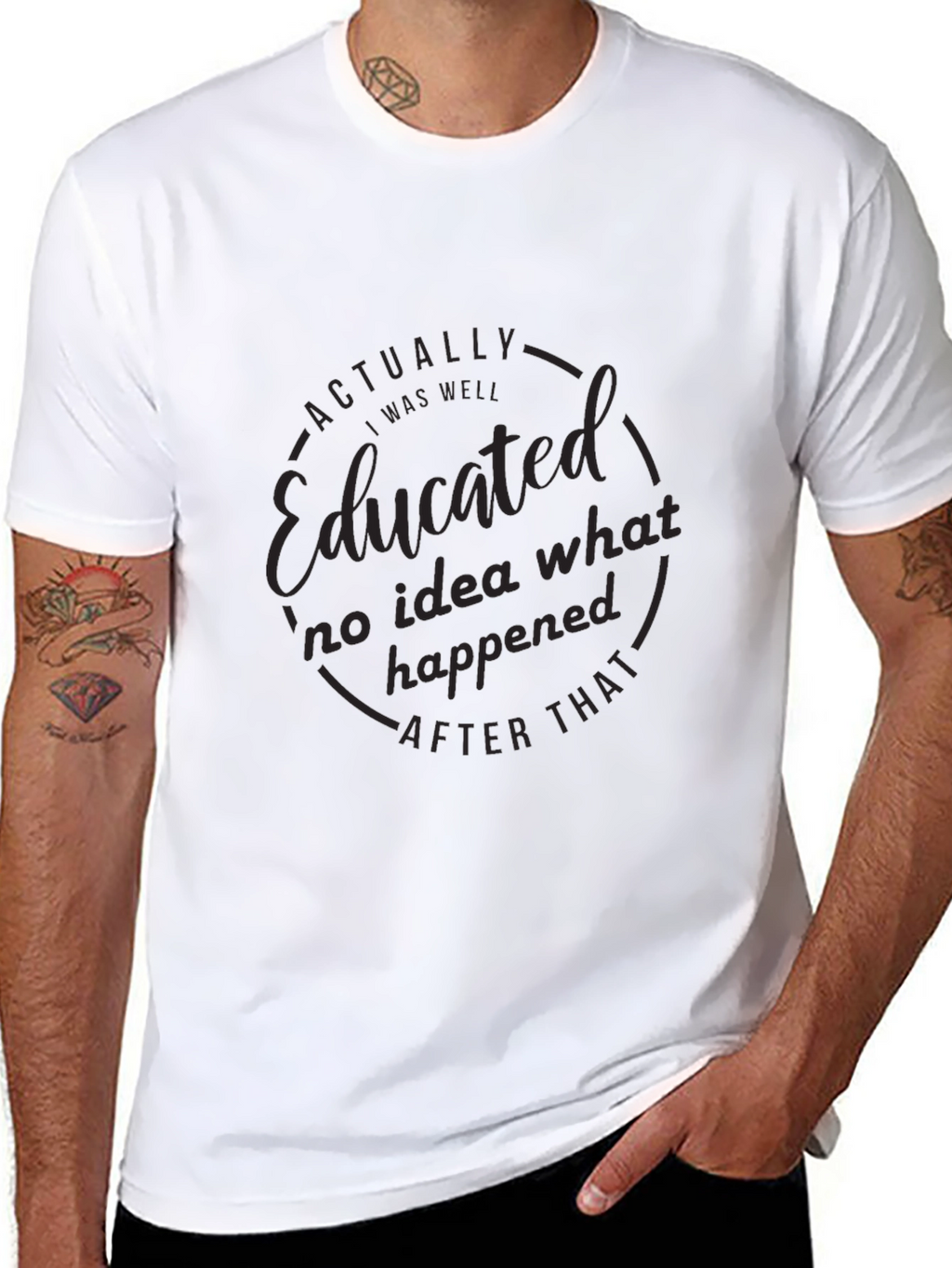 Educated Black T-Shirt: Mens Funny Graphic Tee