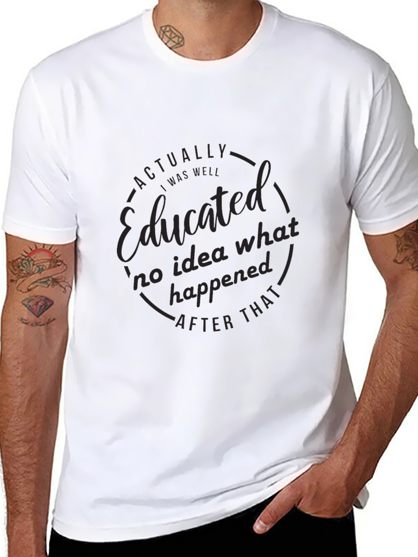 Educated Black T-Shirt: Mens Funny Graphic Tee