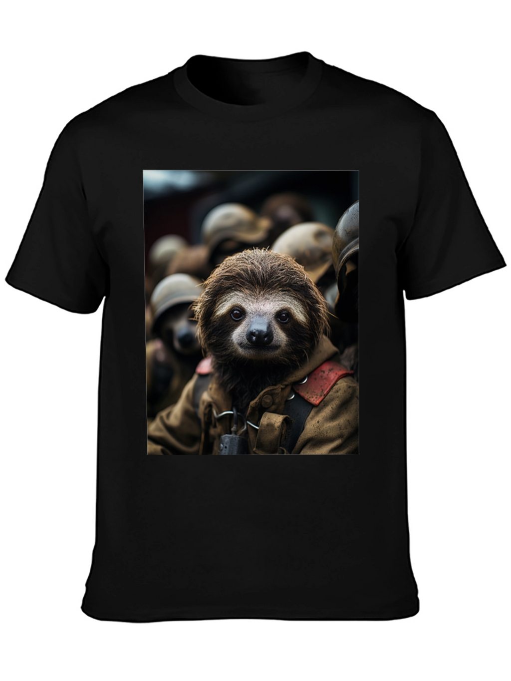 Sloth Soldier Graphic T-Shirt - Unisex Black Tee