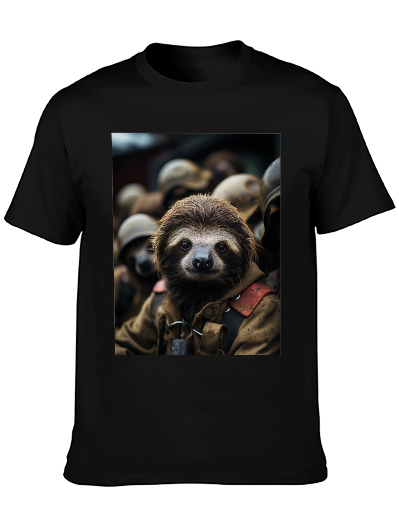 Sloth Soldier Graphic T-Shirt - Unisex Black Tee