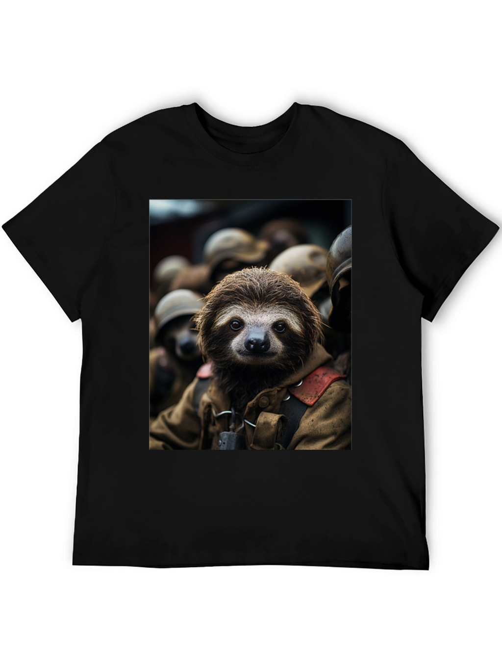 Sloth Soldier Graphic T-Shirt - Unisex Black Tee