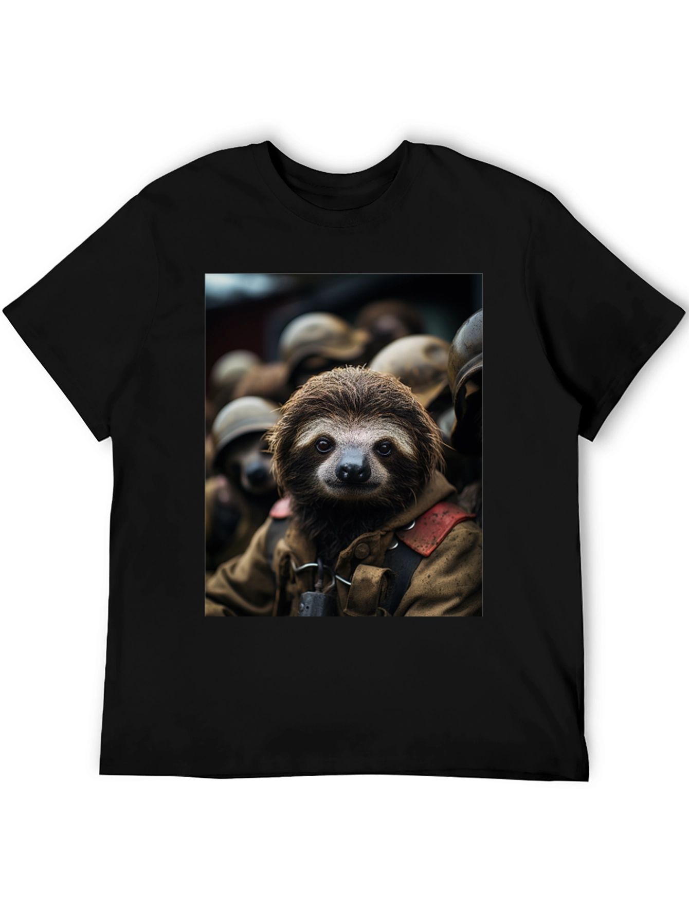Sloth Soldier Graphic T-Shirt - Unisex Black Tee