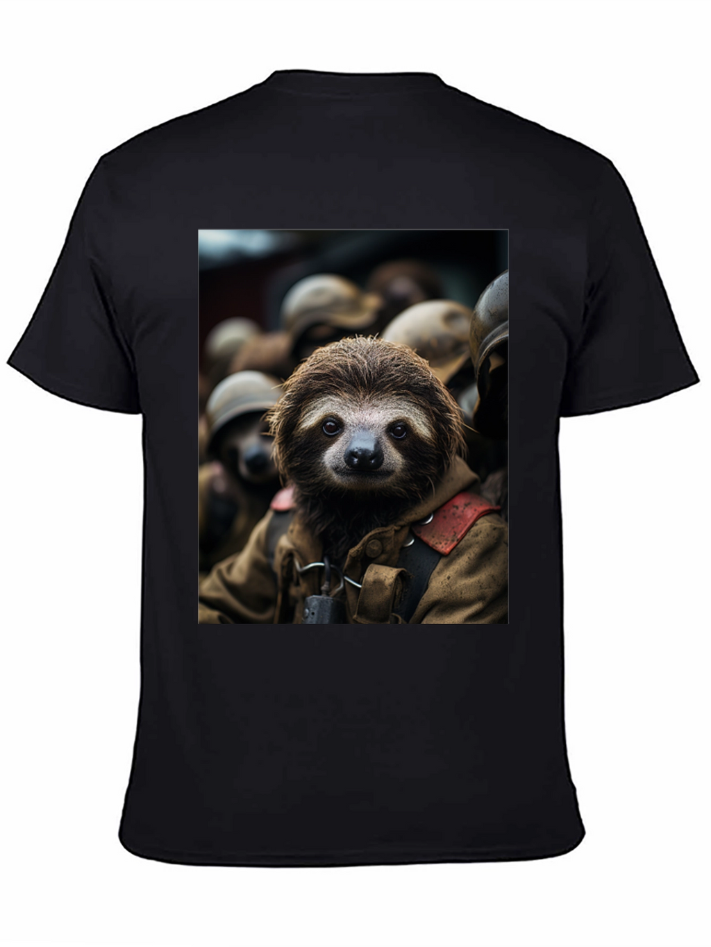 Sloth Soldier Graphic T-Shirt - Unisex Black Tee