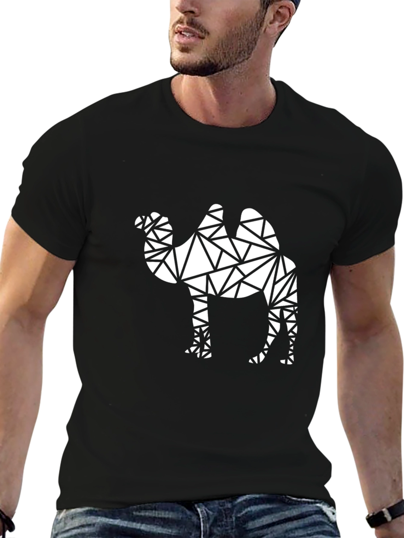 Geometric Camel Graphic T-Shirt - Modern Design