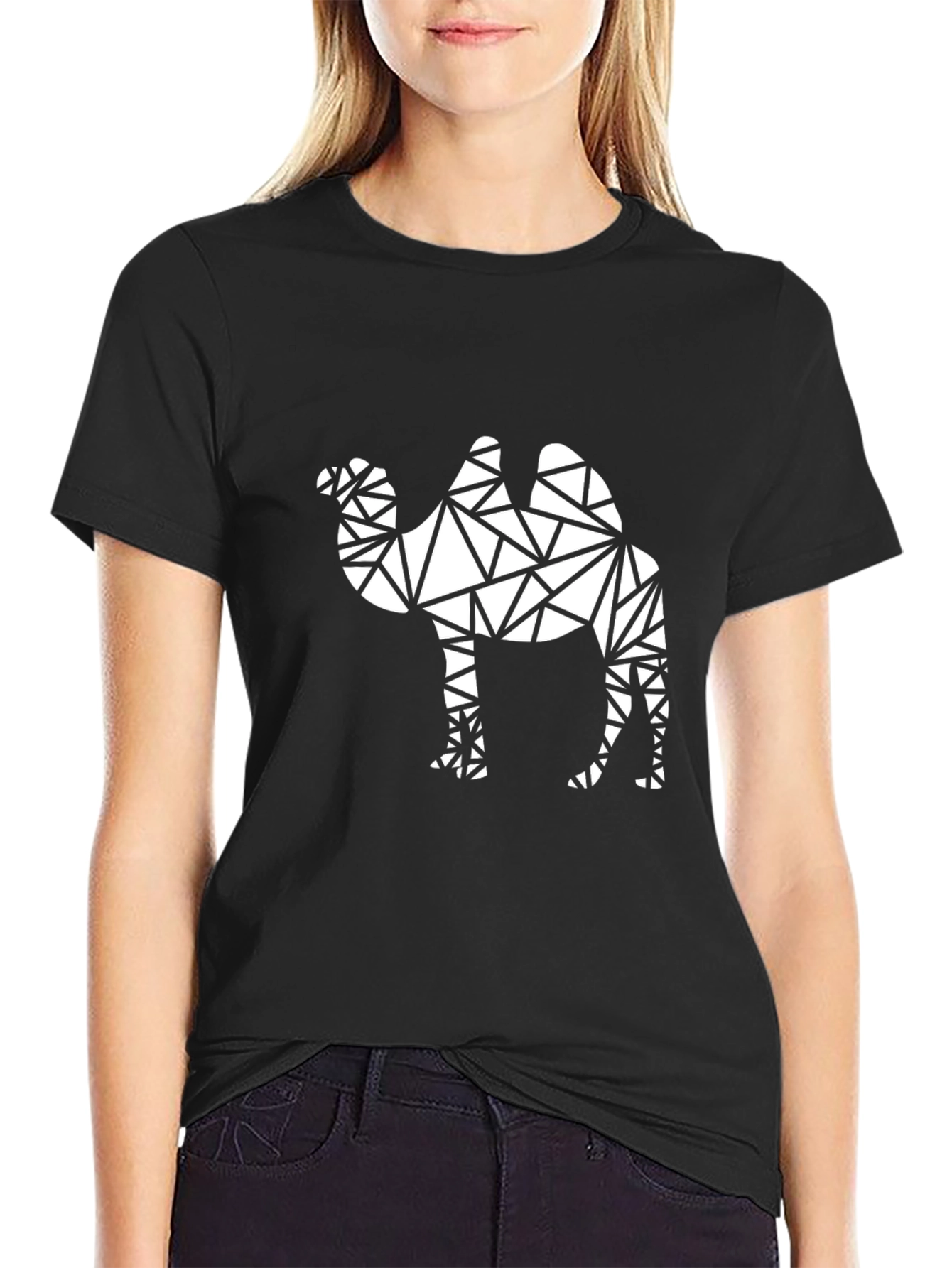 Geometric Camel Graphic T-Shirt - Modern Design
