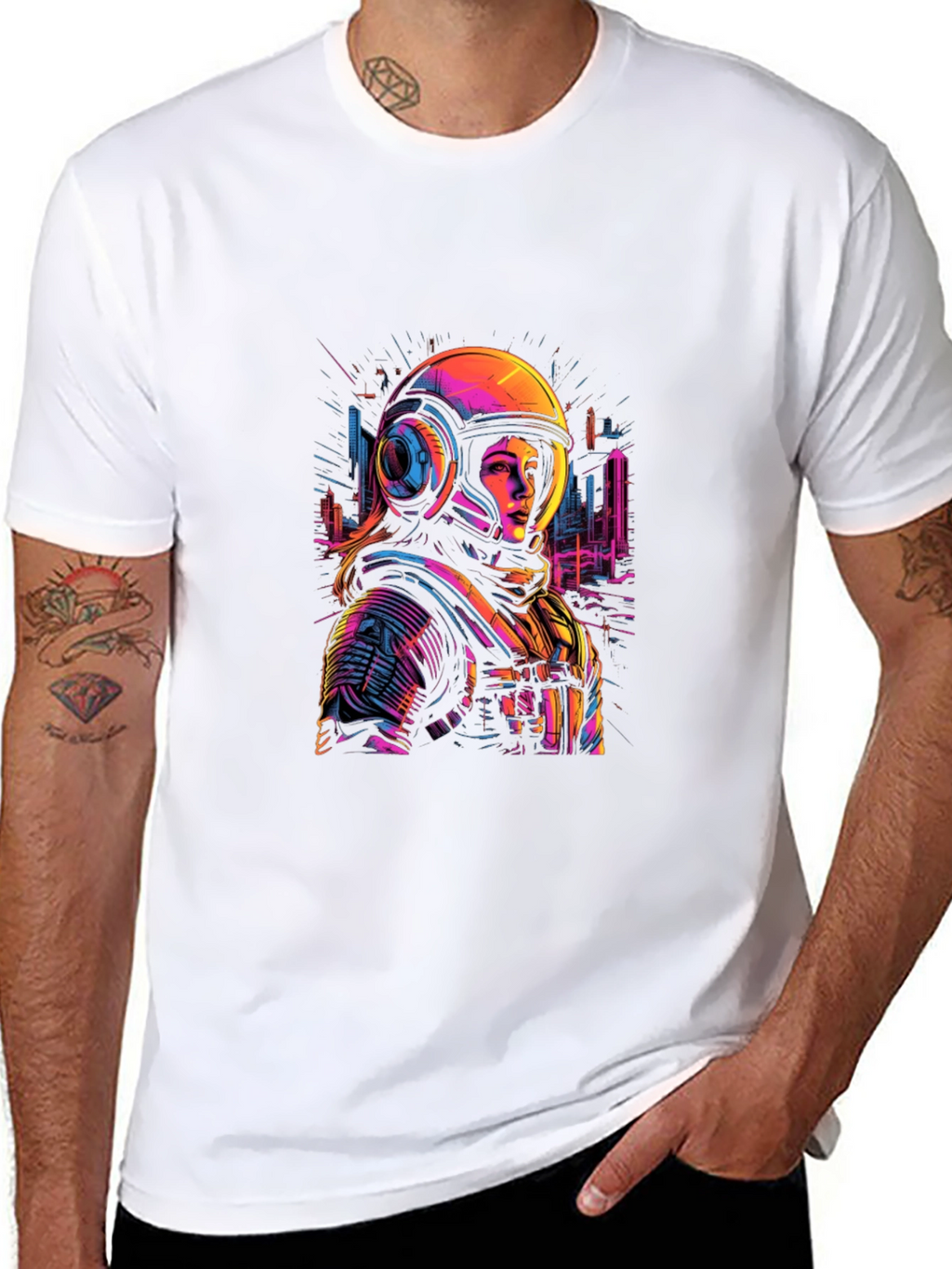 Astronaut Graphic Tee - Unique Neon Design