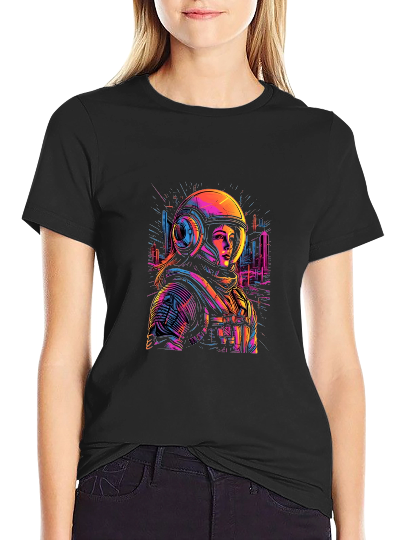 Astronaut Graphic Tee - Unique Neon Design
