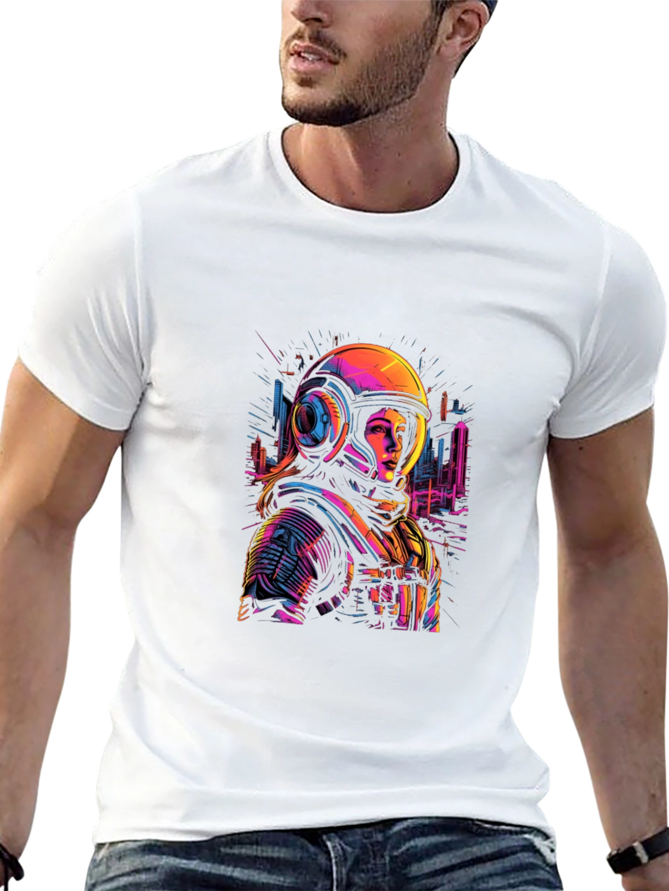 Astronaut Graphic Tee - Unique Neon Design