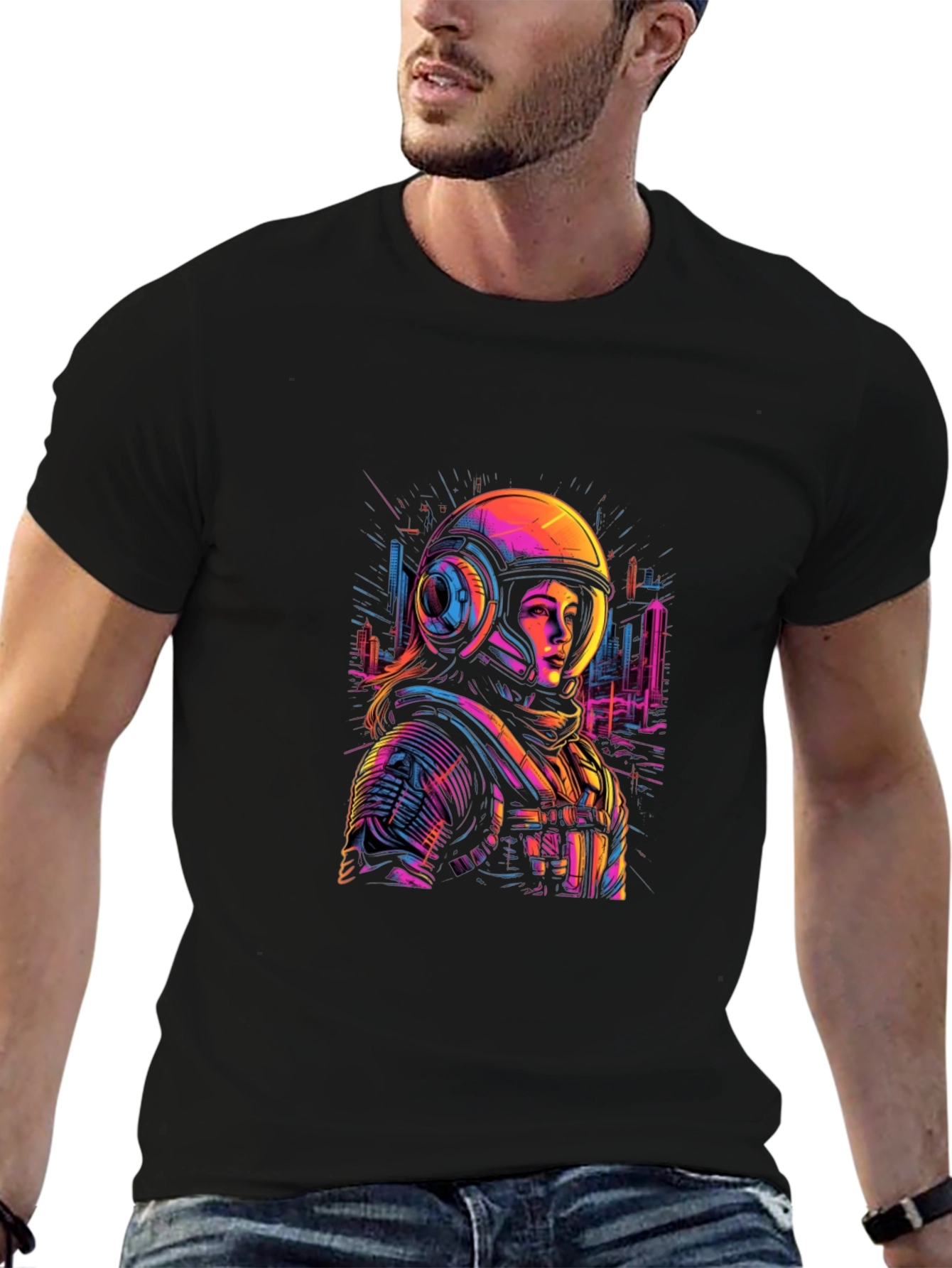 Astronaut Graphic Tee - Unique Neon Design