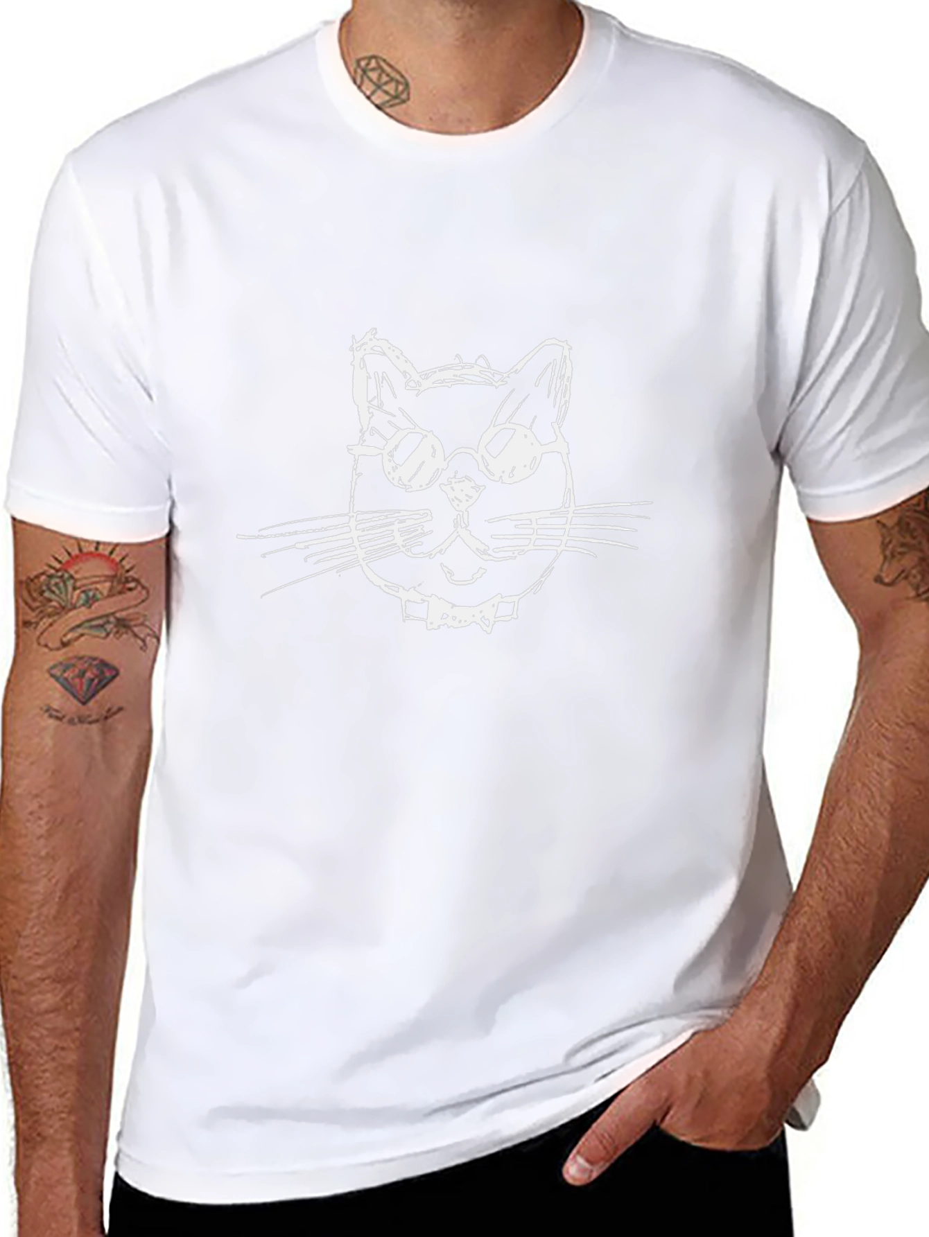 Cool Cat Graphic Tee - Black Cotton T-Shirt