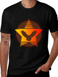 Sunset Eagle Star Graphic Tee - Black