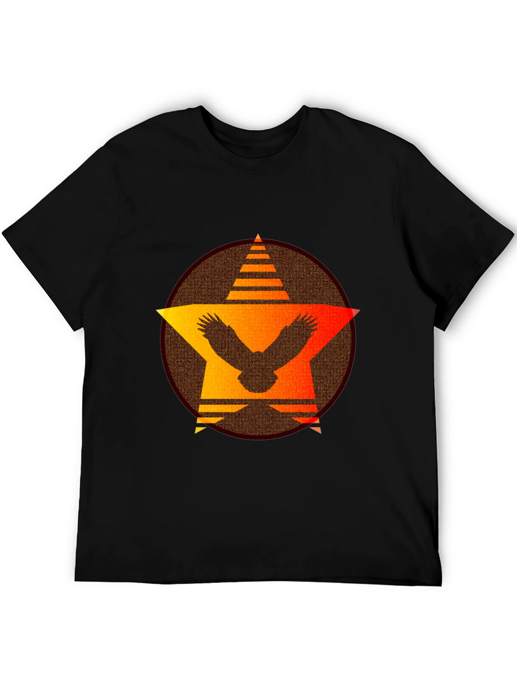 Sunset Eagle Star Graphic Tee - Black