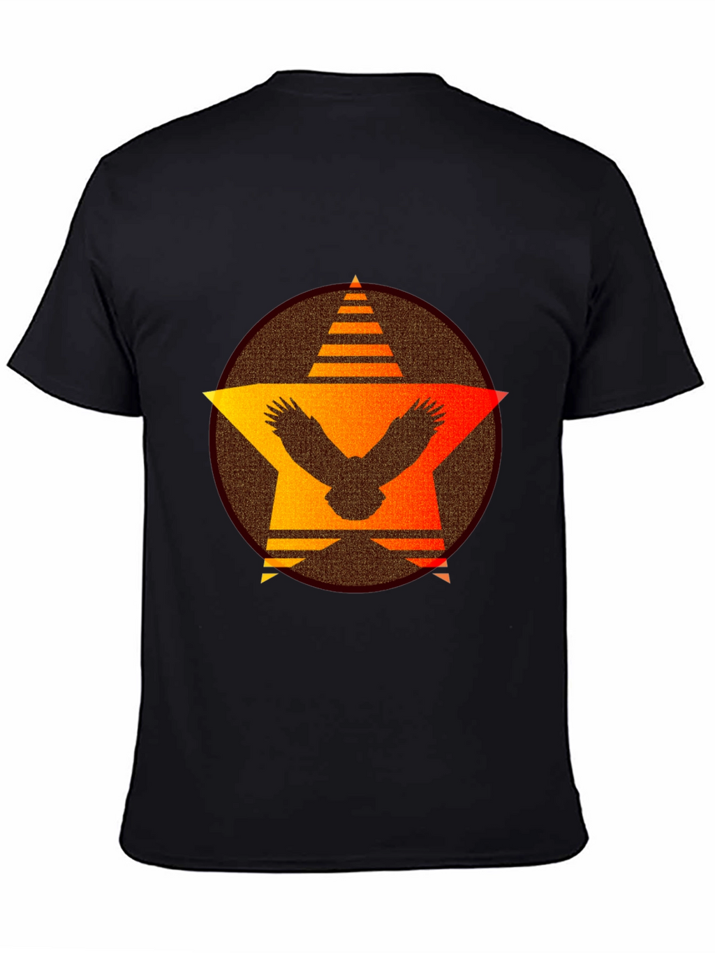 Sunset Eagle Star Graphic Tee - Black