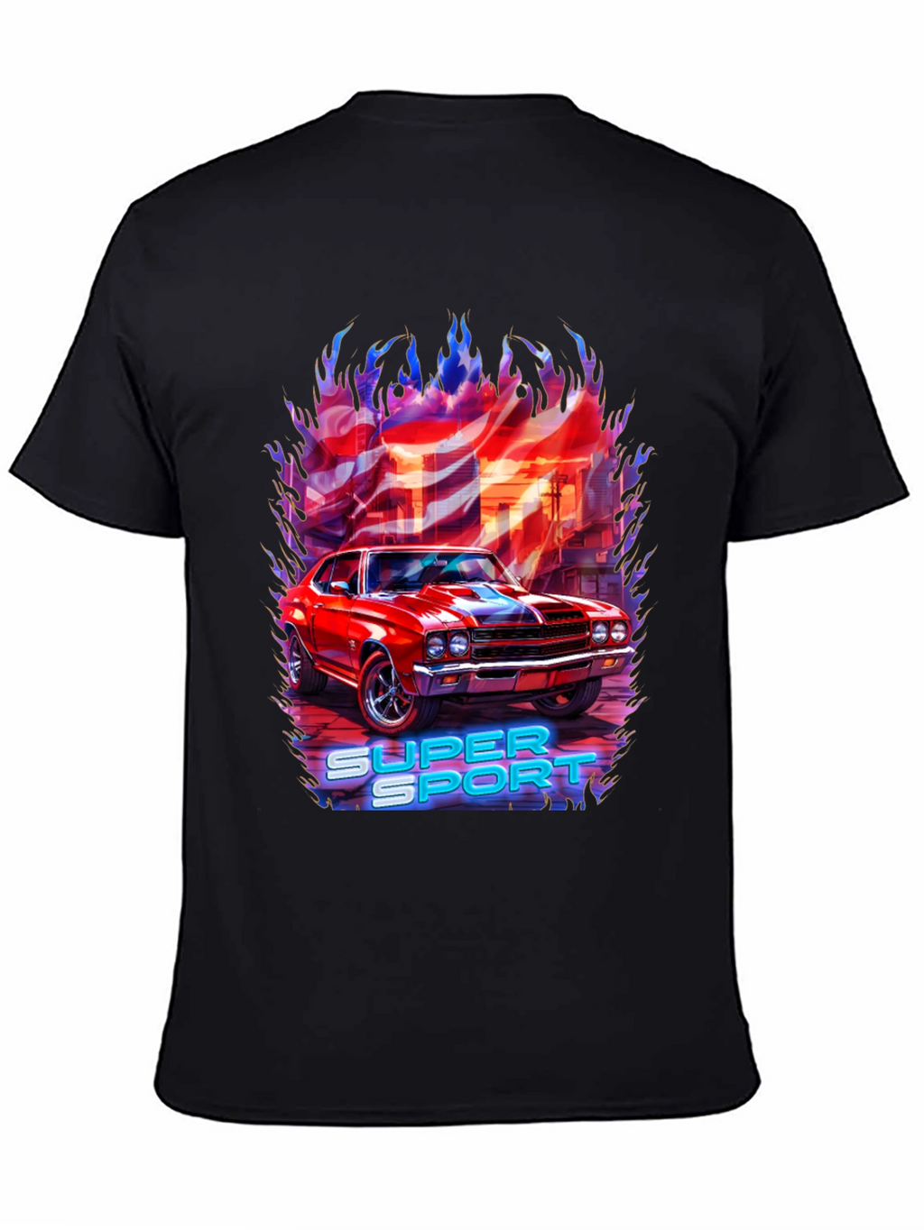 Super Sport Car Graphic T-Shirt - Black