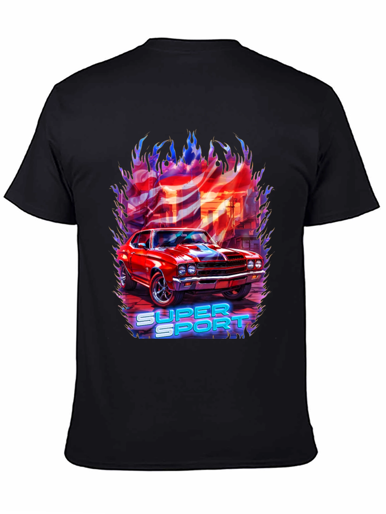 Super Sport Car Graphic T-Shirt - Black
