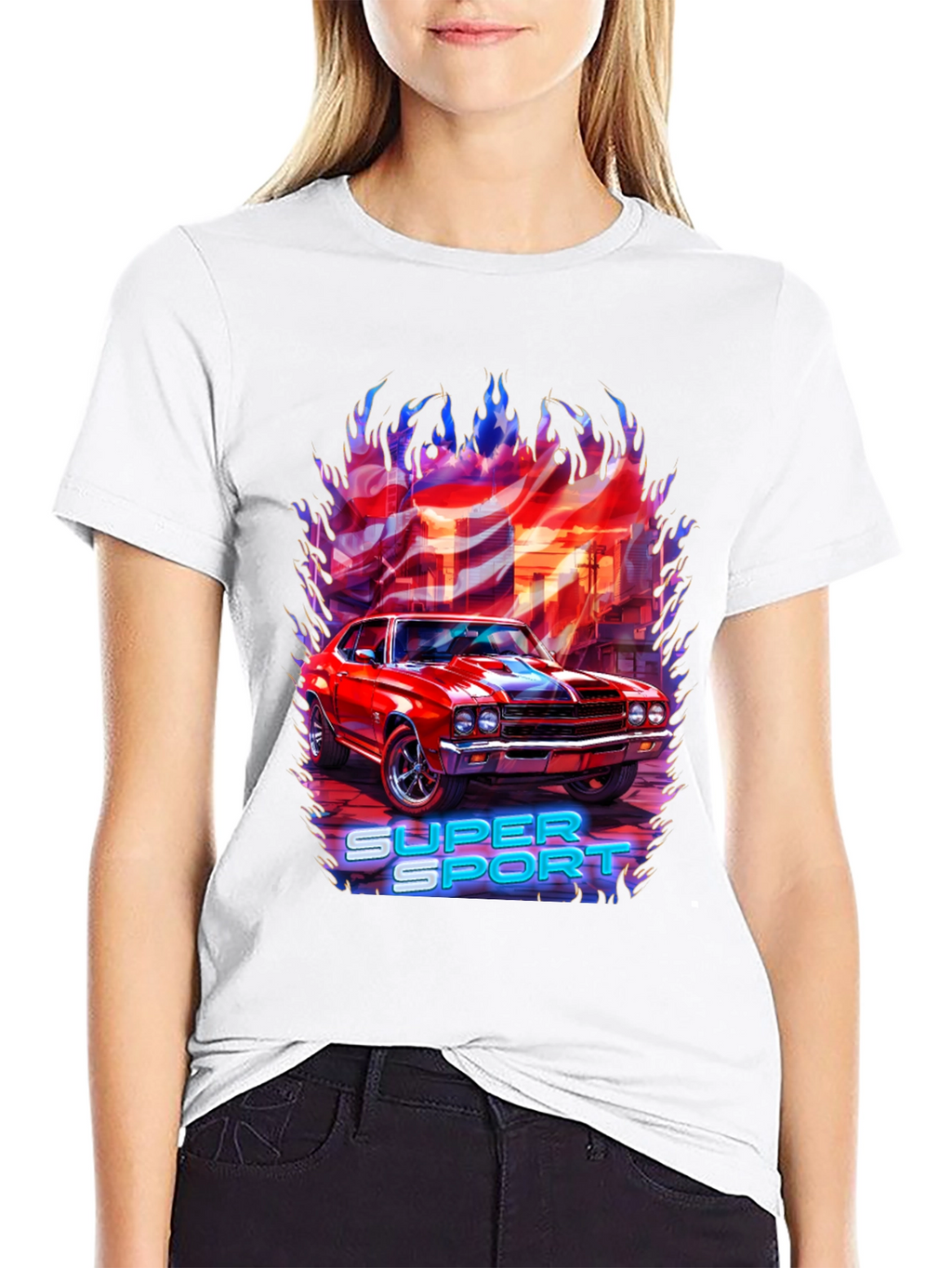 Super Sport Car Graphic T-Shirt - Black