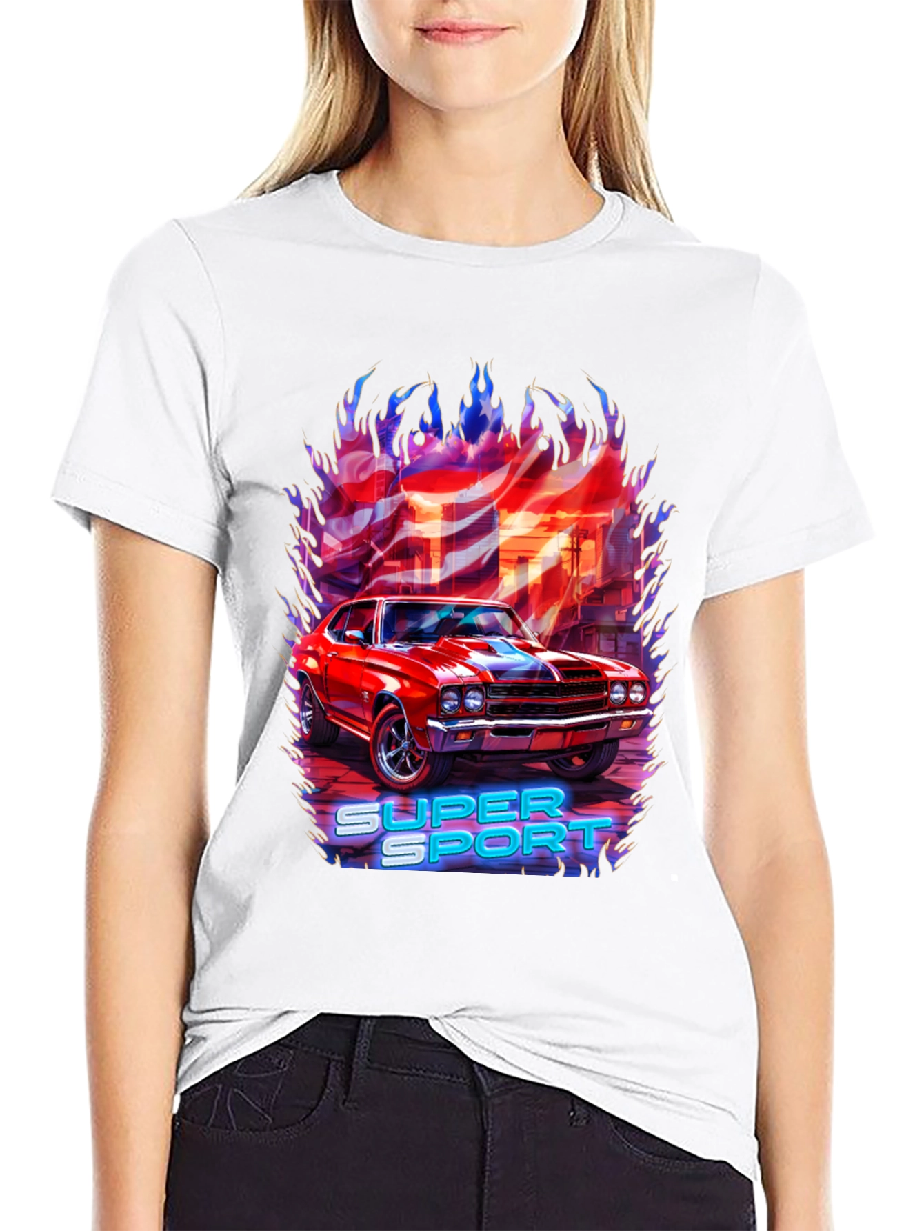 Super Sport Car Graphic T-Shirt - Black