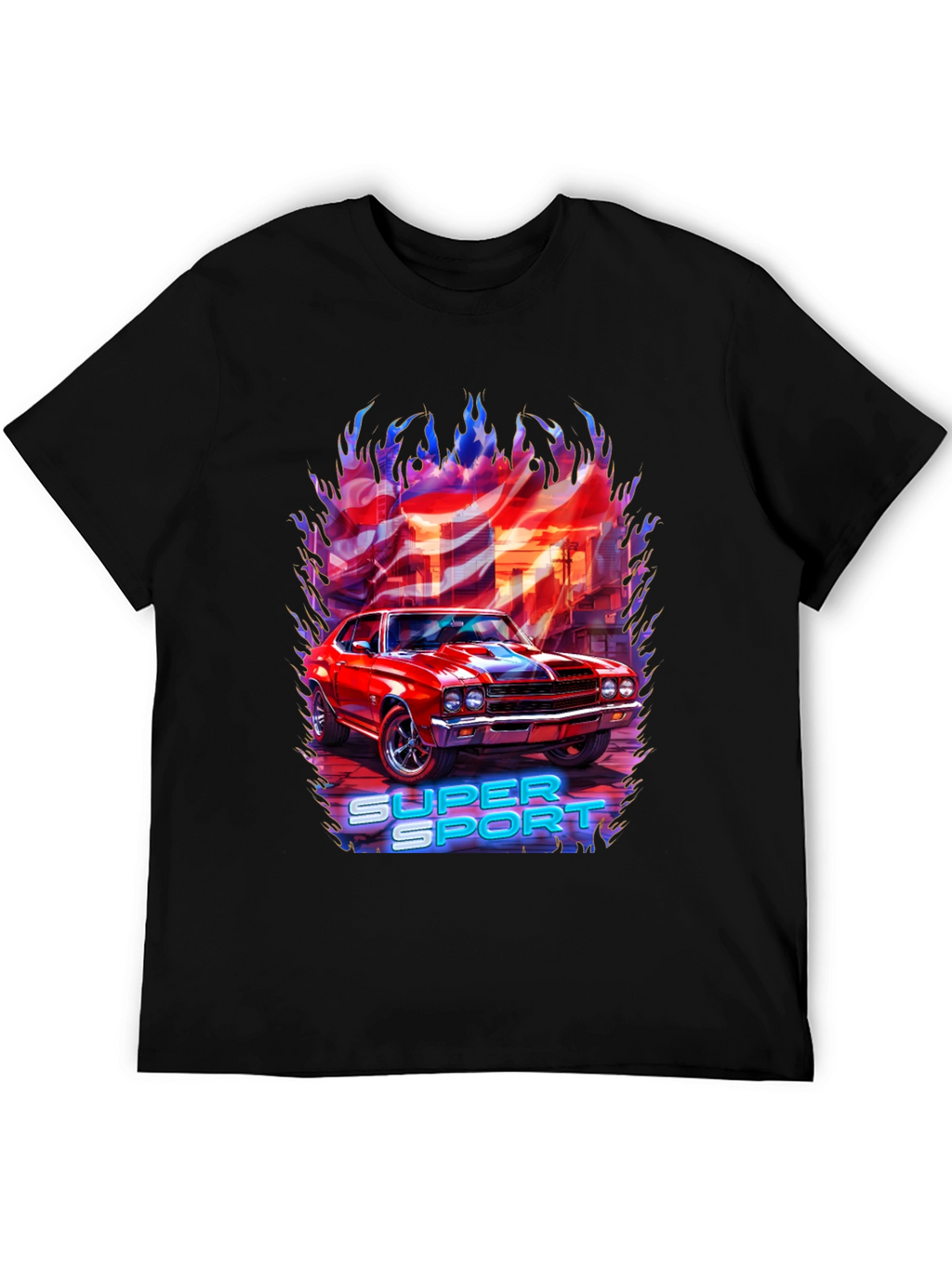 Super Sport Car Graphic T-Shirt - Black