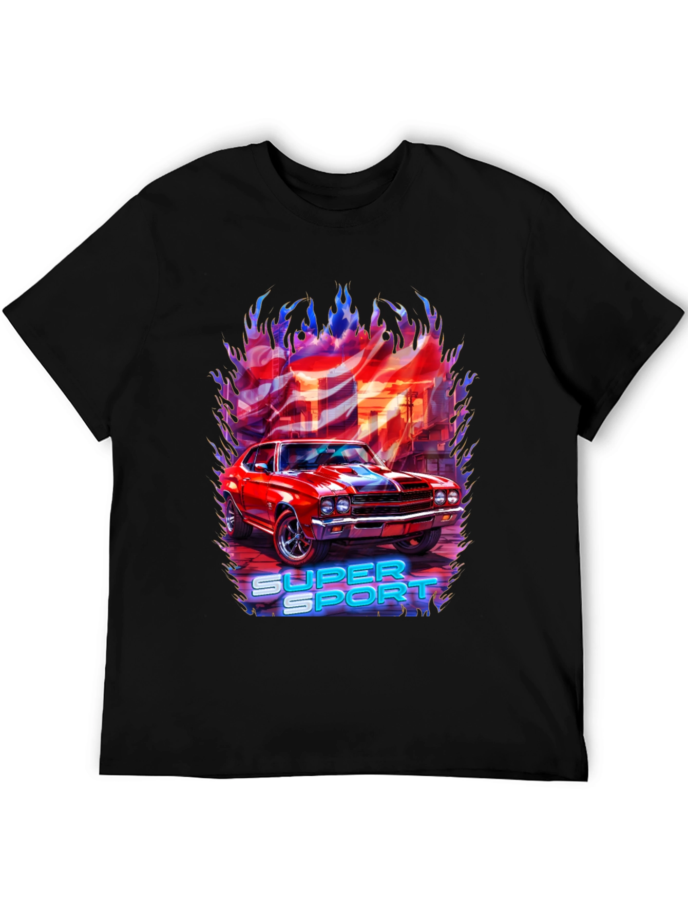 Super Sport Car Graphic T-Shirt - Black