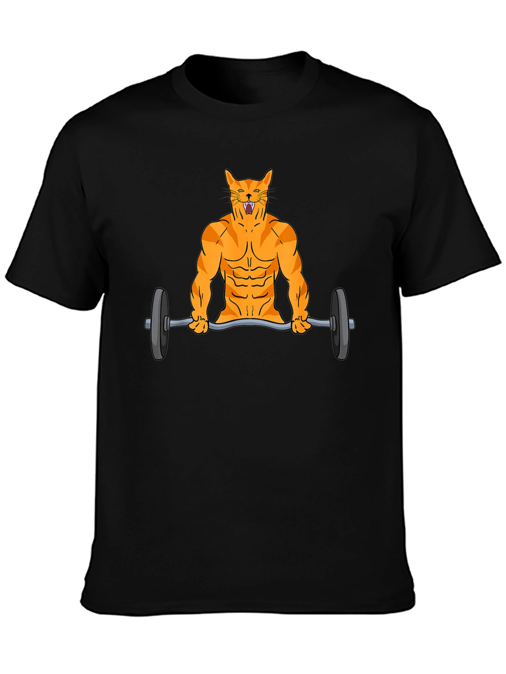 Muscle Cat Lifting Weights Graphic Tee