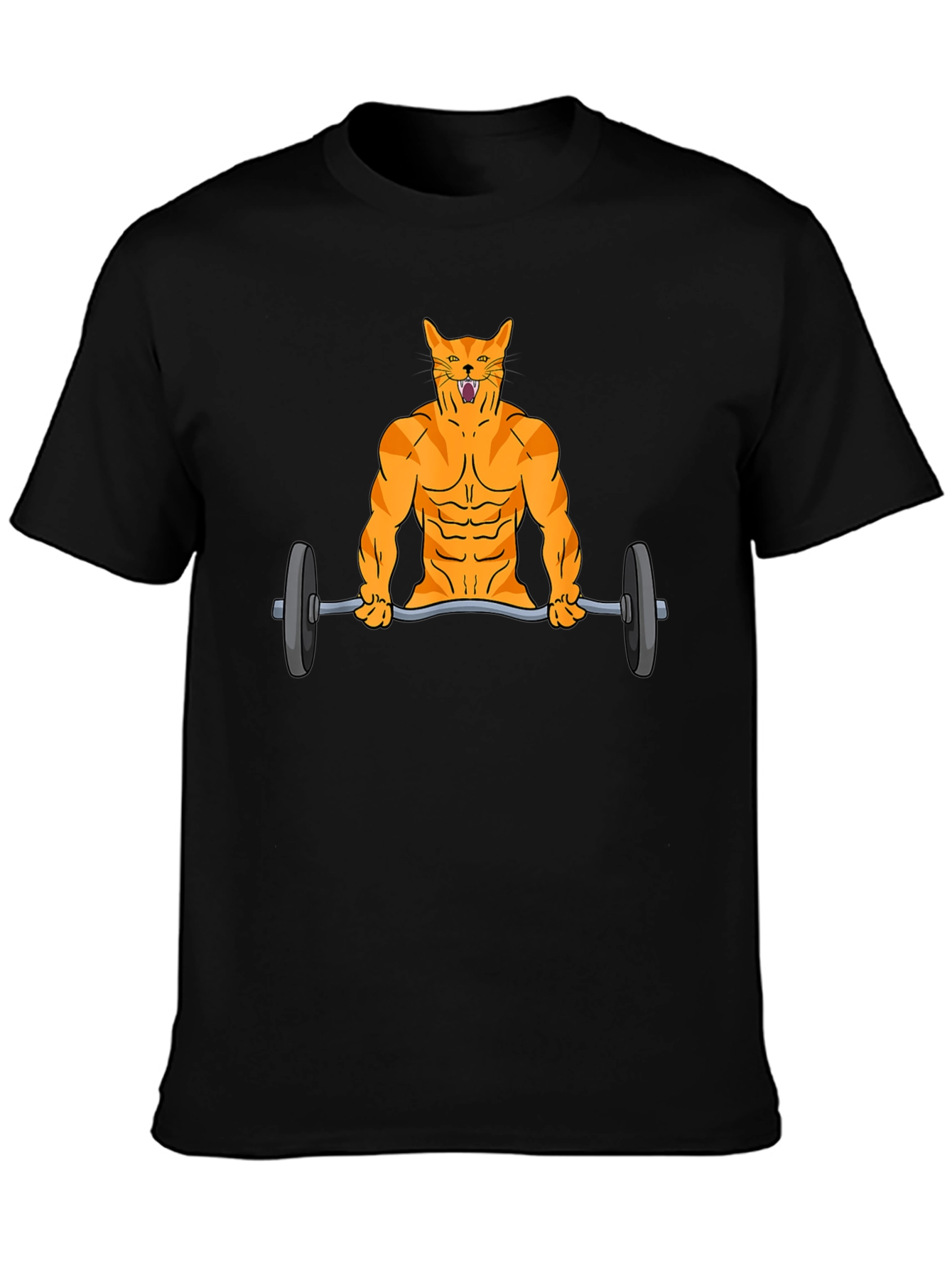 Muscle Cat Lifting Weights Graphic Tee