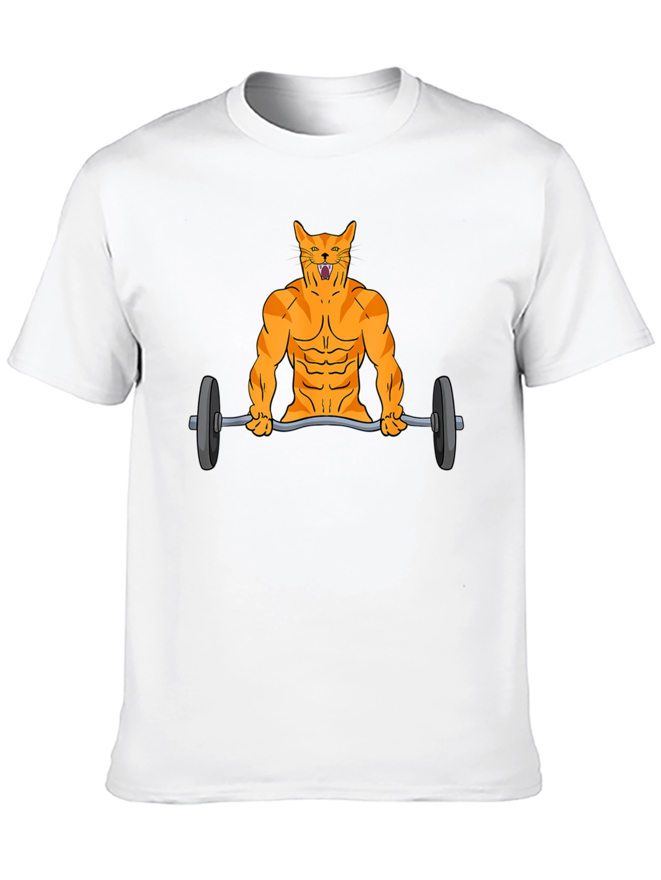 Muscle Cat Lifting Weights Graphic Tee