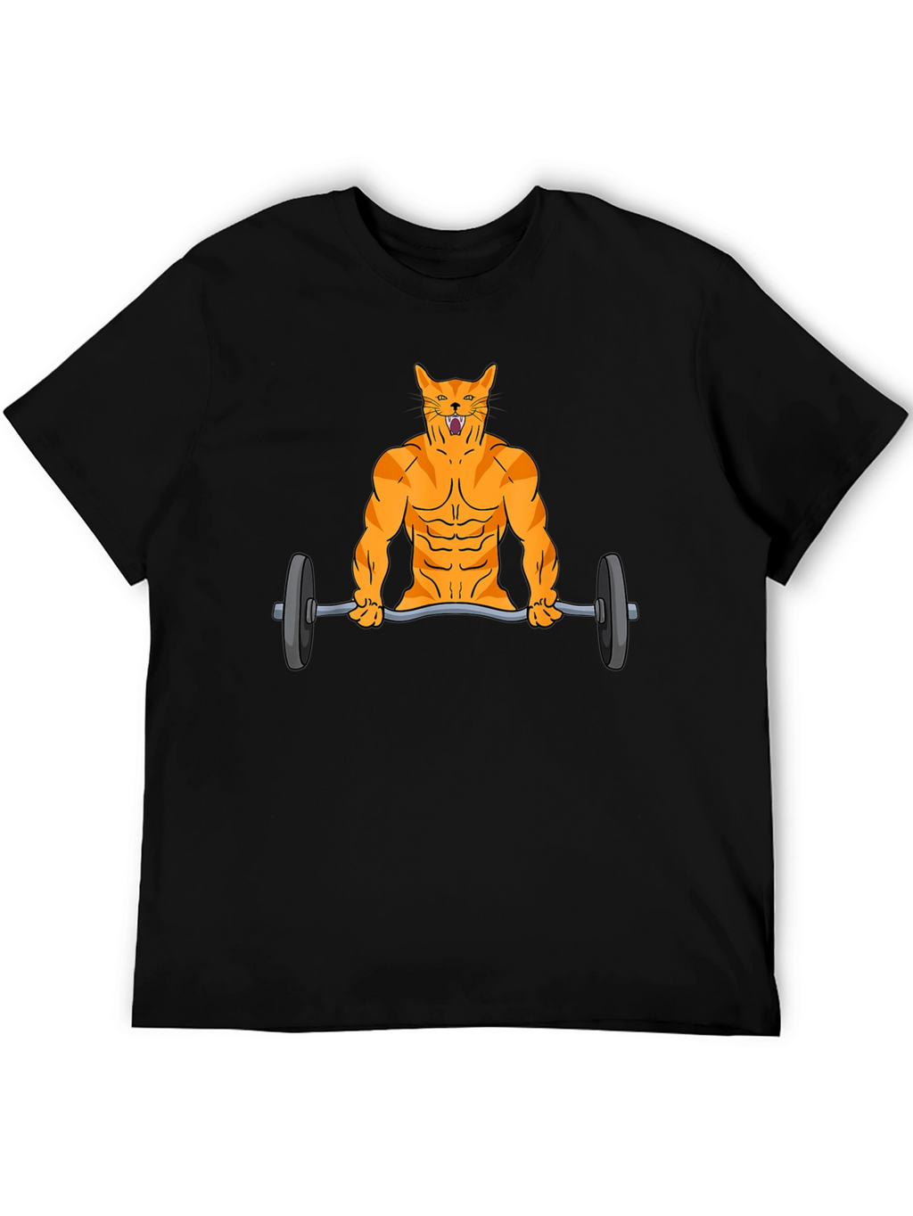 Muscle Cat Lifting Weights Graphic Tee