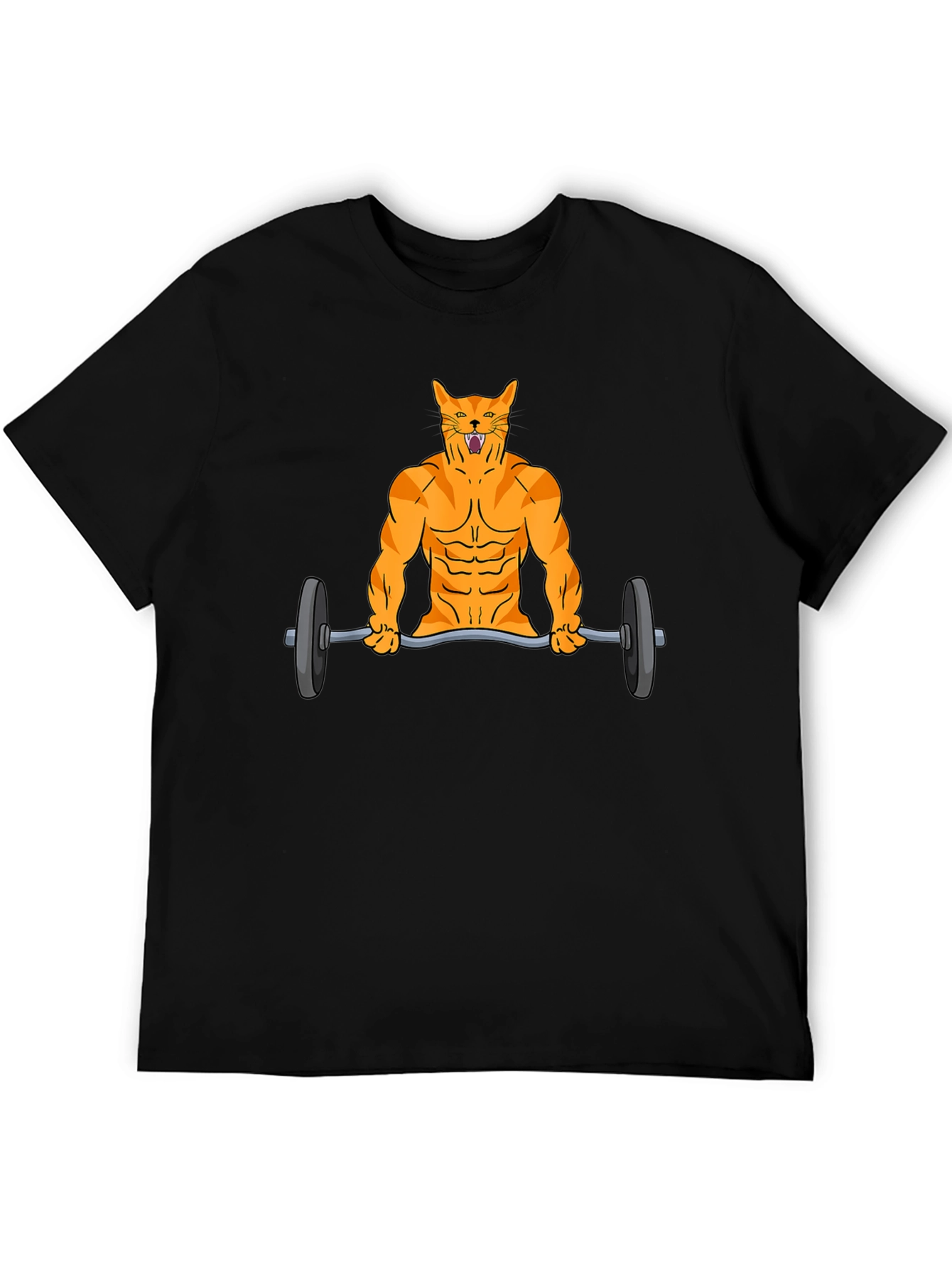Muscle Cat Lifting Weights Graphic Tee