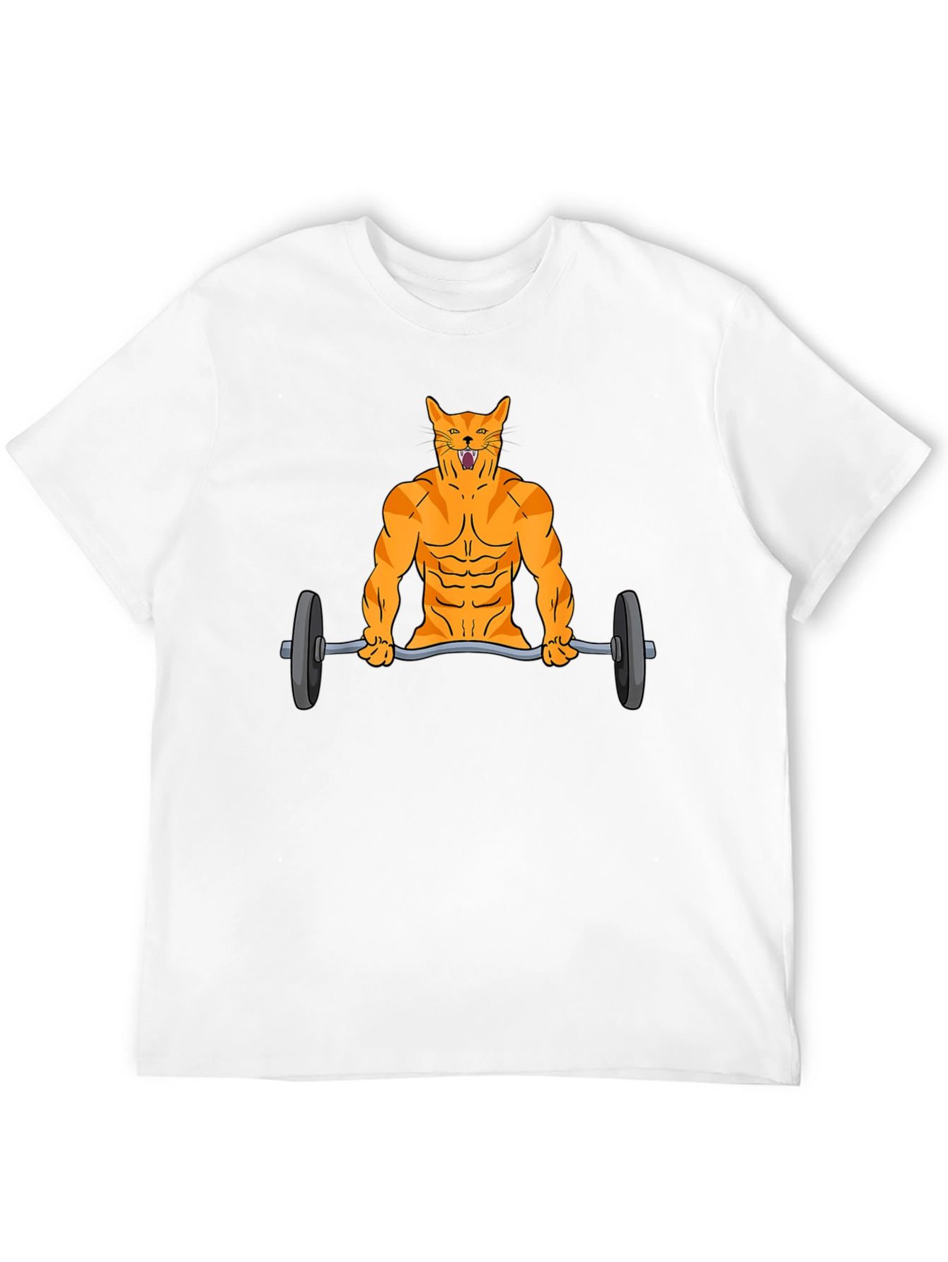 Muscle Cat Lifting Weights Graphic Tee