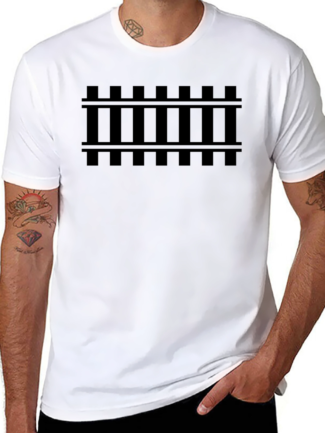 Railroad Track Graphic T-Shirt - Black