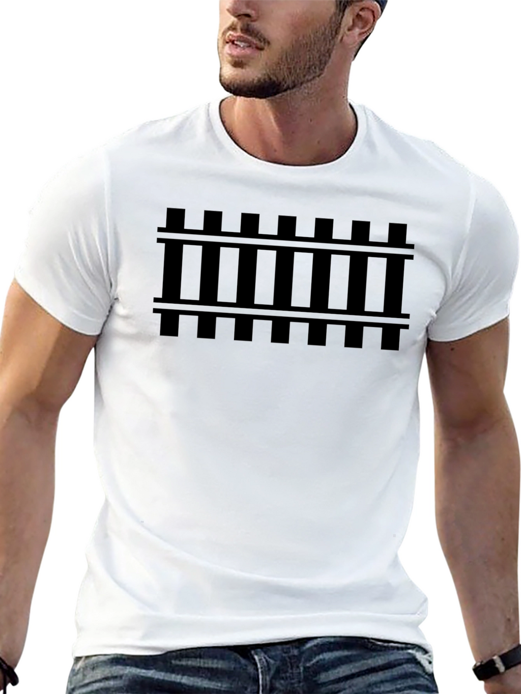 Railroad Track Graphic T-Shirt - Black