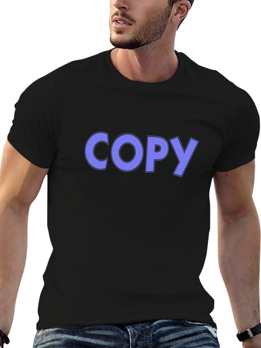 Mens Black T-Shirt with COPY Graphic Print