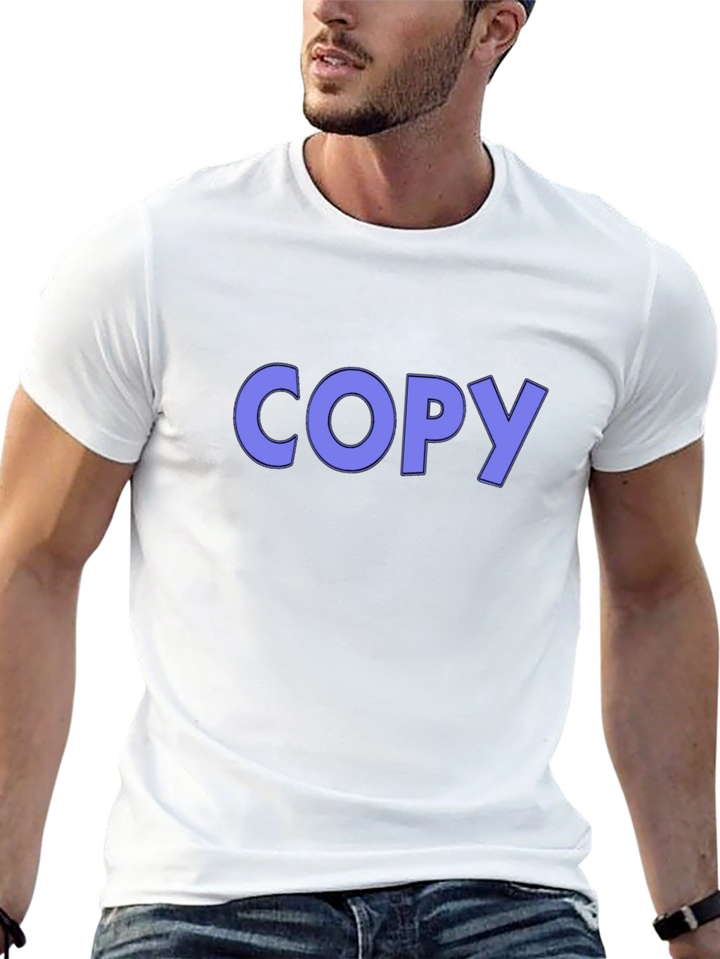 Mens Black T-Shirt with COPY Graphic Print