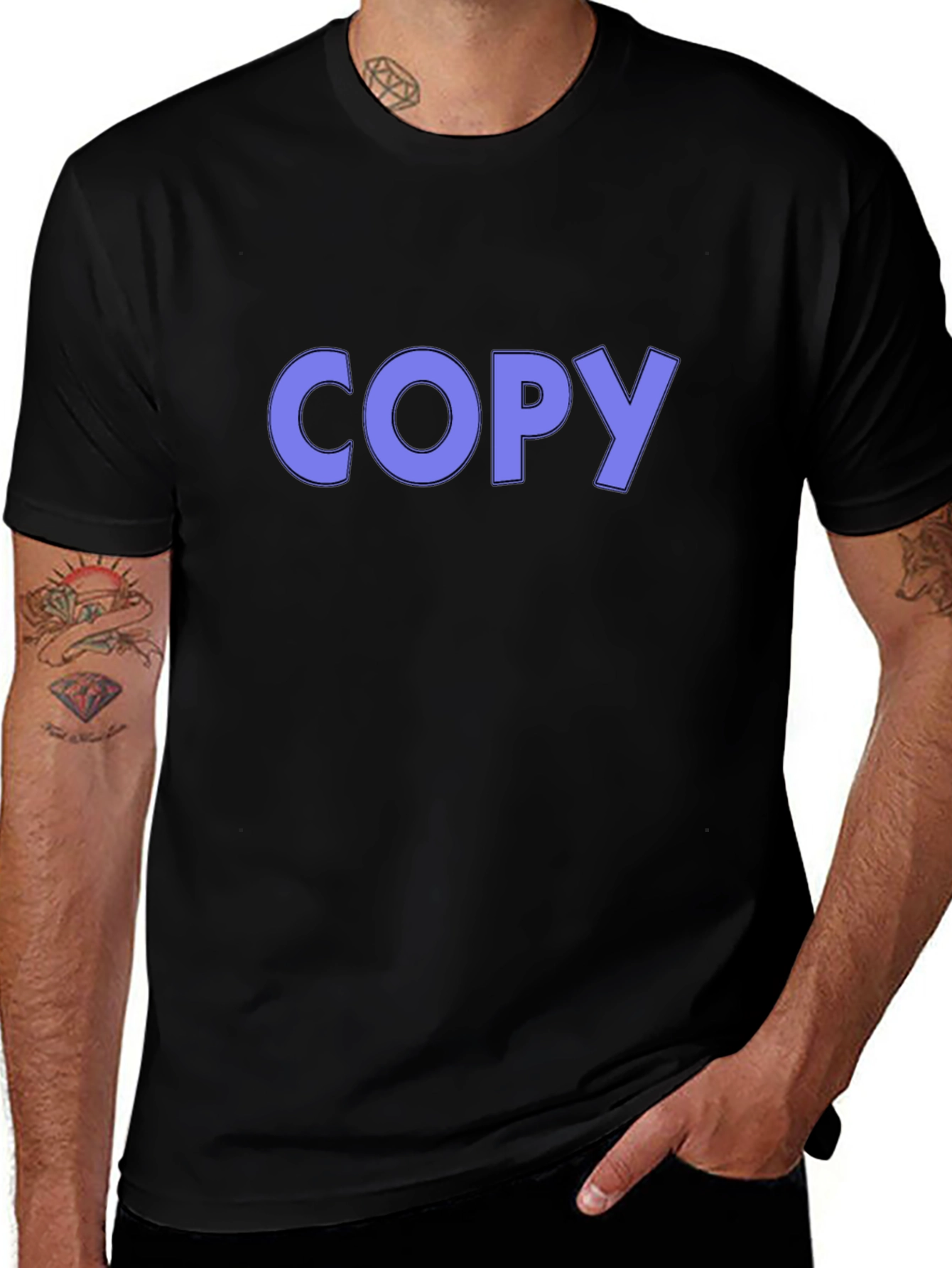 Mens Black T-Shirt with COPY Graphic Print