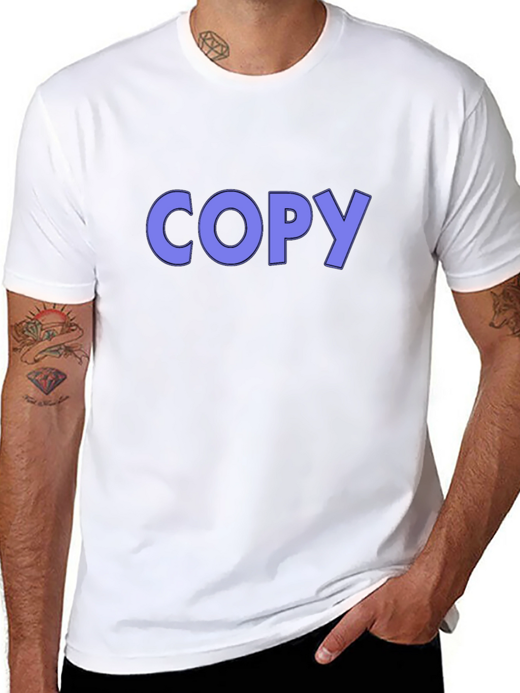 Mens Black T-Shirt with COPY Graphic Print