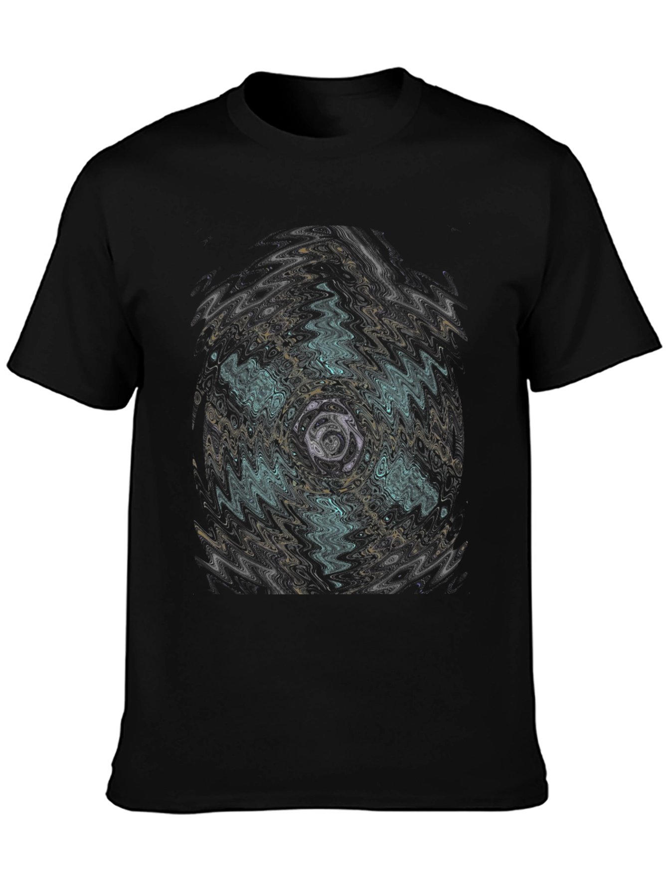 Abstract Vortex Graphic Black T-Shirt