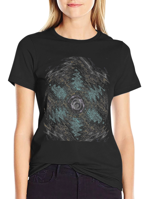 Abstract Vortex Graphic Black T-Shirt