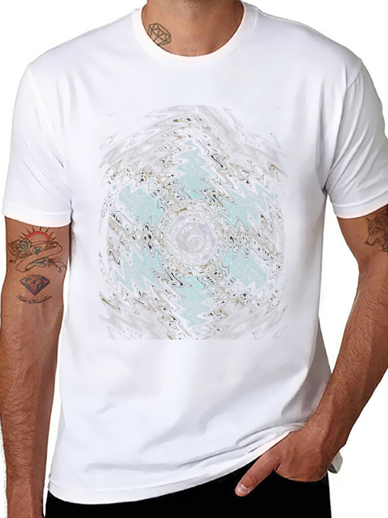 Abstract Vortex Graphic Black T-Shirt