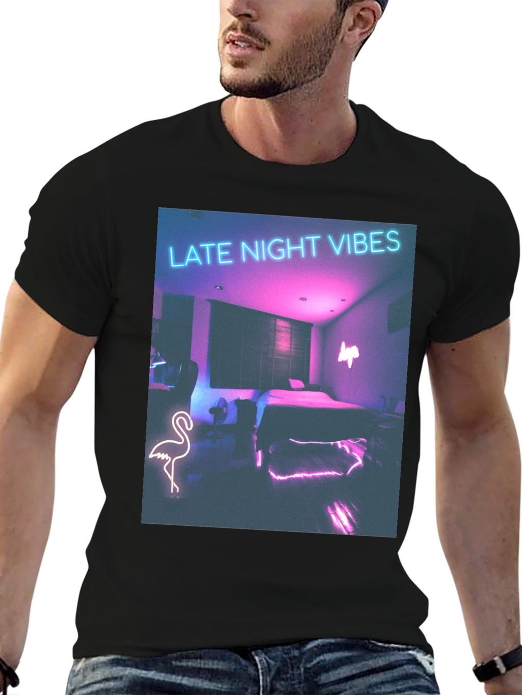 Late Night Vibes Graphic Tee - Neon Room Design