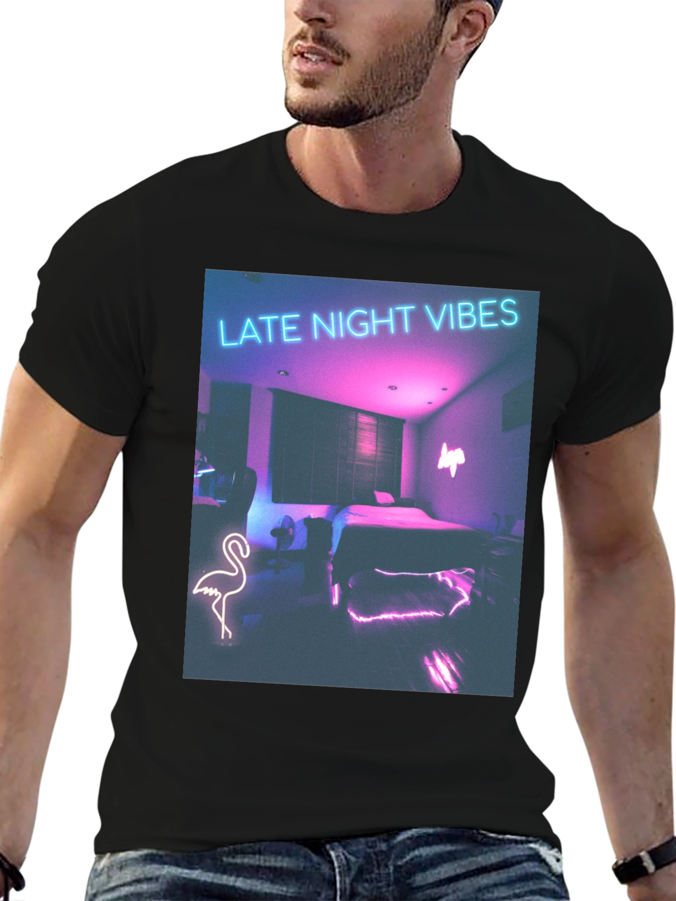 Late Night Vibes Graphic Tee - Neon Room Design