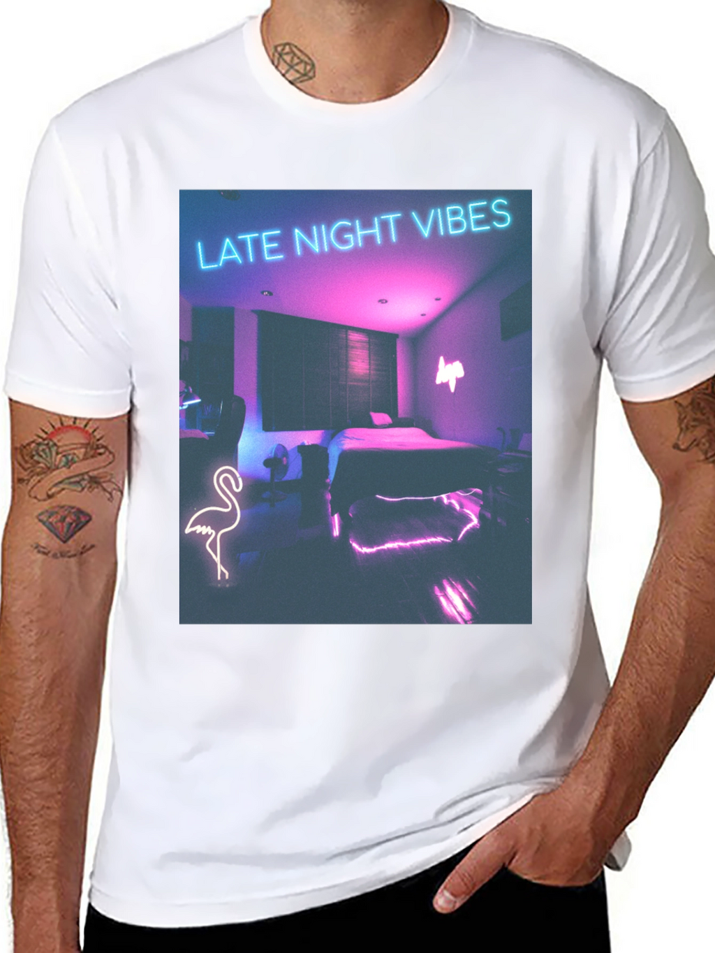 Late Night Vibes Graphic Tee - Neon Room Design